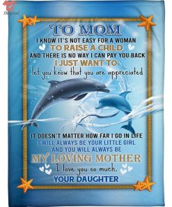 To My Loving Mother Dolphin Fleece Blanket