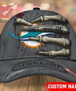Miami Dolphins Hand Bones NFL Custom Name Classic Cap