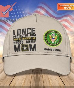 US Armed Force Proud Navy Mom I Once Proteced Him Blue Custom Embroidered Cap