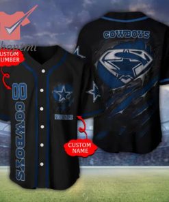 Dallas Cowboys Superman NFL Custom Baseball Jersey