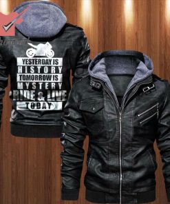 Motorcycle Yesterday Is Tomorrow Is Today  Leather Jacket