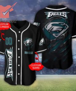 Philadelphia Eagles Superman NFL Custom Baseball Jersey