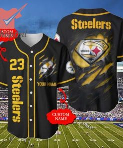 Pittsburgh Steelers Superman NFL Custom Baseball Jersey