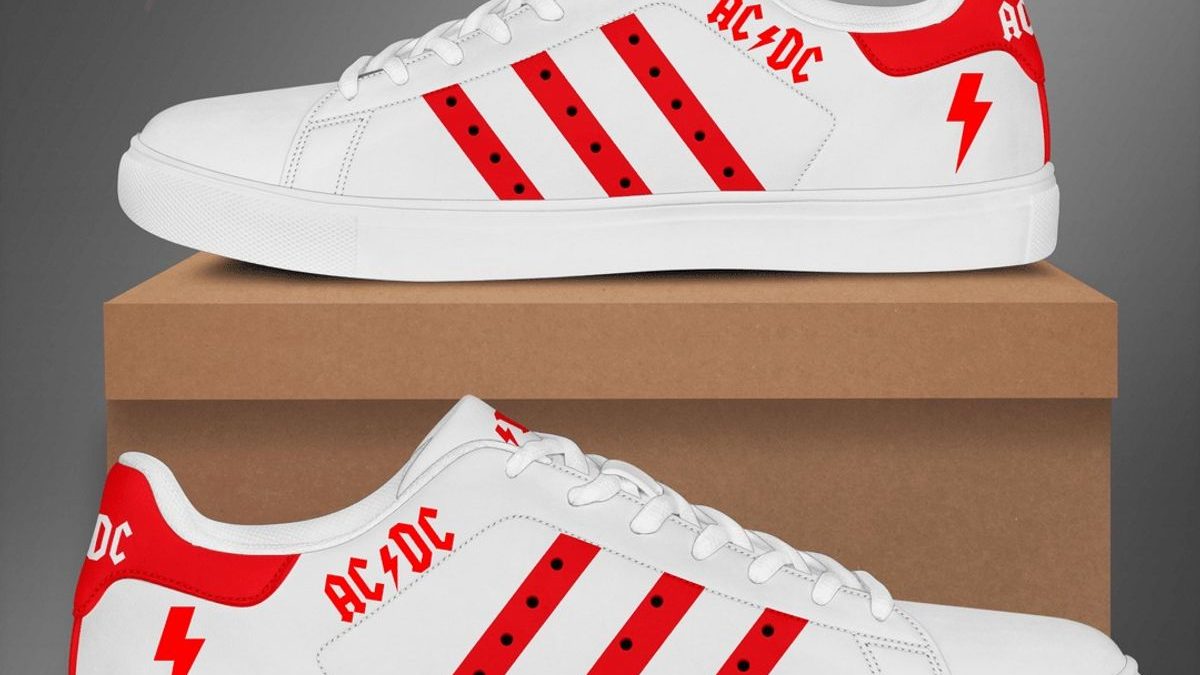 AC/DC white red stan smith tennis low top shoes - Shoptml