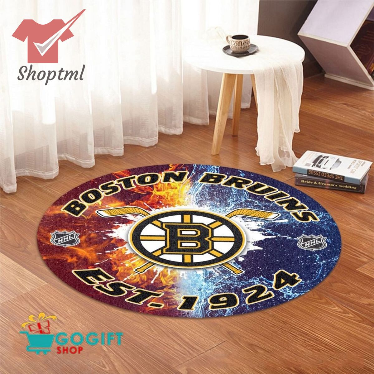 Boston Bruins NHL round rug