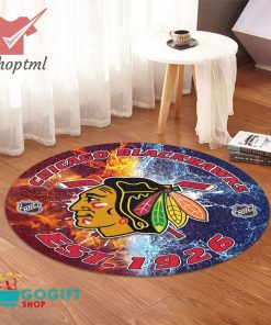 Chicago Blackhawks NHL round rug