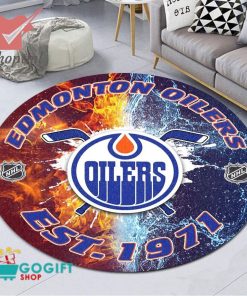 Edmonton Oilers NHL round rug