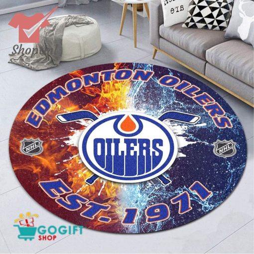 Edmonton Oilers NHL round rug