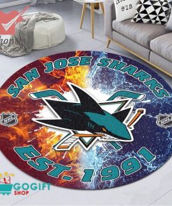 San Jose Sharks NHL round rug