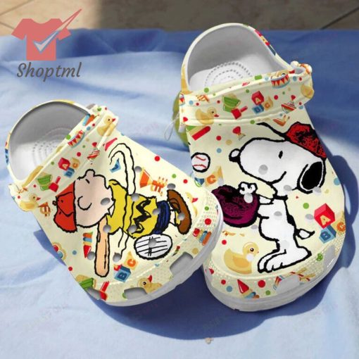Snoopy baseball crocs clogs