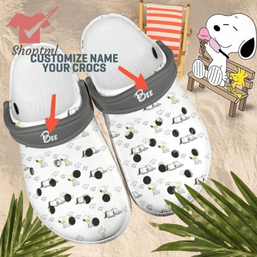 Snoopy paw white icon custom name crocs clogs