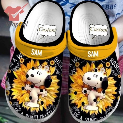 Snoopy sunflower custom name crocs