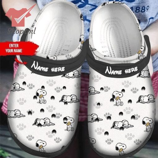 Snoopy white paw icon custom name crocs shoes