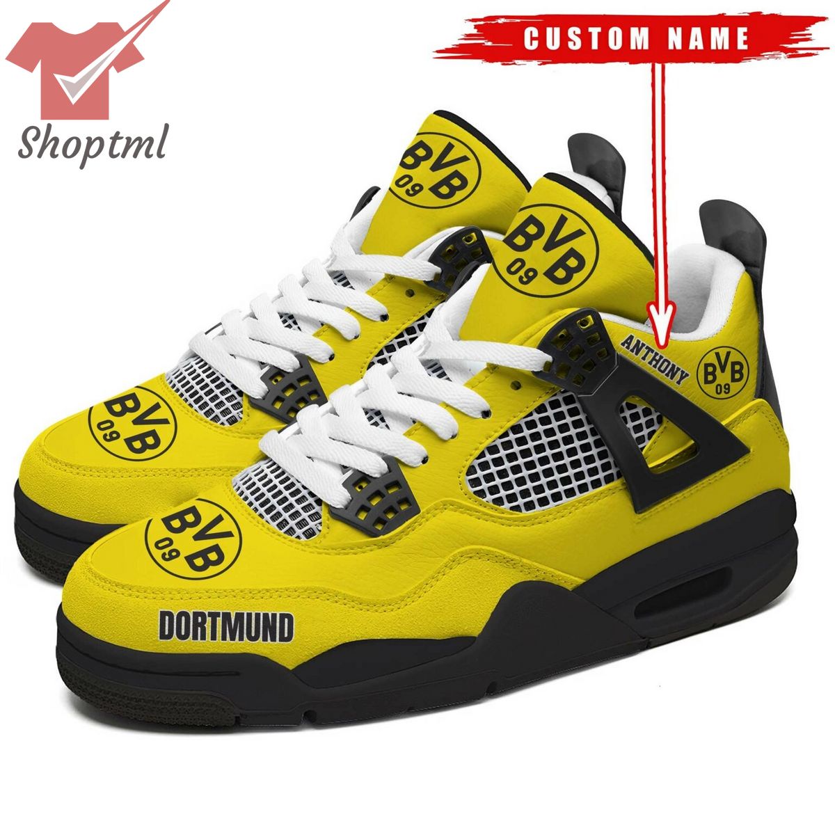 Borussia Dortmund Personalized AJ4 Air Jordan 4 Sneaker