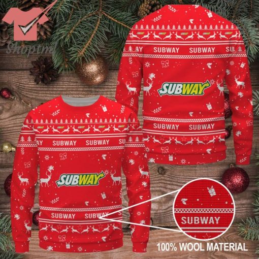 Subway logo ugly christmas sweater