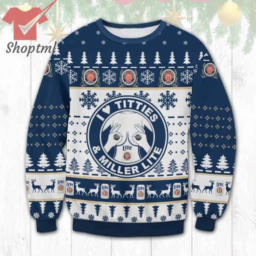 Miller Lite Titties Funny Ugly Christmas Sweater