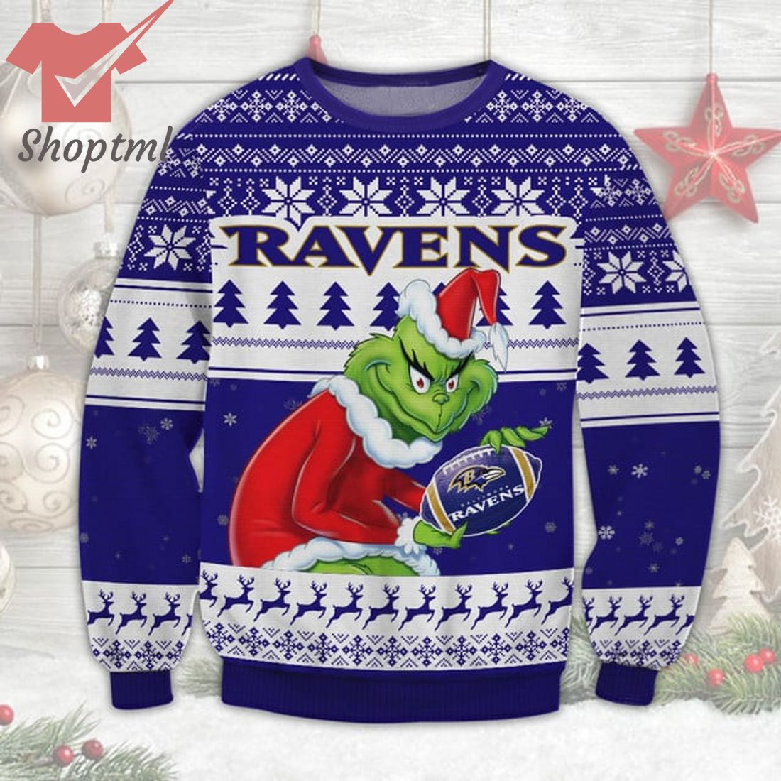 Baltimore Ravens NFL Grinch Ugly Christmas Sweater