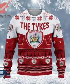 Barnsley FC EFL Logo Snowflakes Custom Name Ugly Sweater Christmas