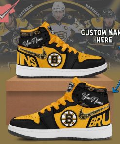 Boston Bruins NHL Custom Name Air Jordan 1 Sneakers