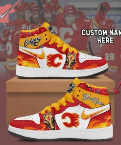 Calgary Flames NHL Custom Name Air Jordan 1 Sneakers
