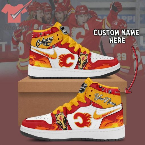 Calgary Flames NHL Custom Name Air Jordan 1 Sneakers