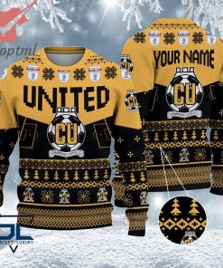 Cambridge United FC EFL Logo Snowflakes Custom Name Ugly Sweater Christmas