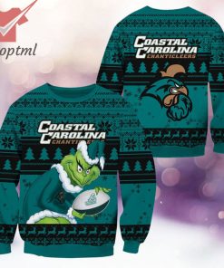 Coastal Carolina Chanticleers NCAA Grinch Ugly Christmas Sweater
