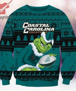 Coastal Carolina Chanticleers NCAA Grinch Ugly Christmas Sweater