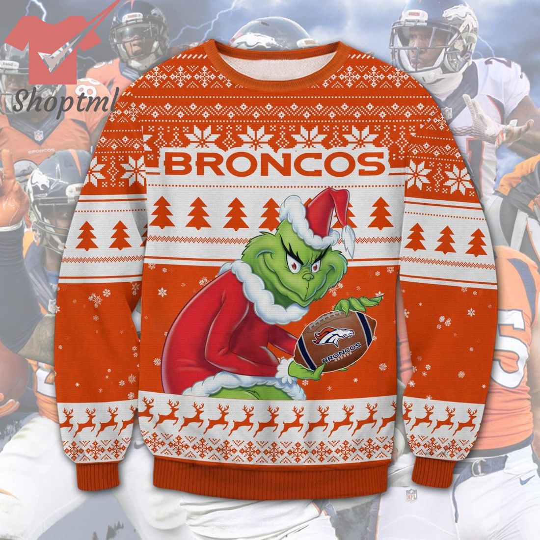 Denver Broncos NFL Grinch Ugly Christmas Sweater