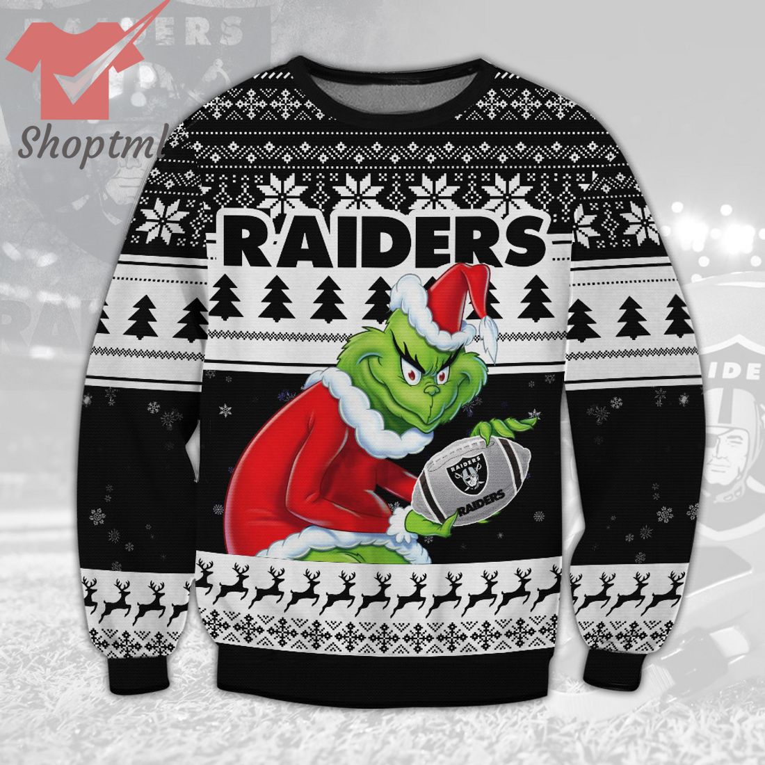 Las Vegas Raiders NFL Grinch Ugly Christmas Sweater