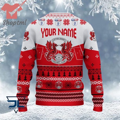 Leyton Orient EFL Logo Snowflakes Custom Name Ugly Sweater Christmas