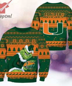 Miami Hurricanes NCAA Grinch Ugly Christmas Sweater