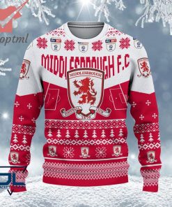 Middlesbrough FC EFL Logo Snowflakes Custom Name Ugly Sweater Christmas