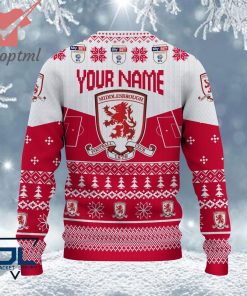 middlesbrough fc efl logo snowflakes custom name ugly sweater christmas 3 Brt2U