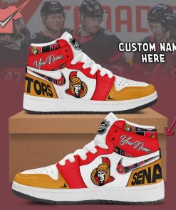 Ottawa Senators NHL Custom Name Air Jordan 1 Sneakers