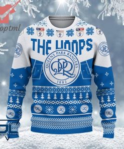 Queens Park Rangers EFL Logo Snowflakes Custom Name Ugly Sweater Christmas
