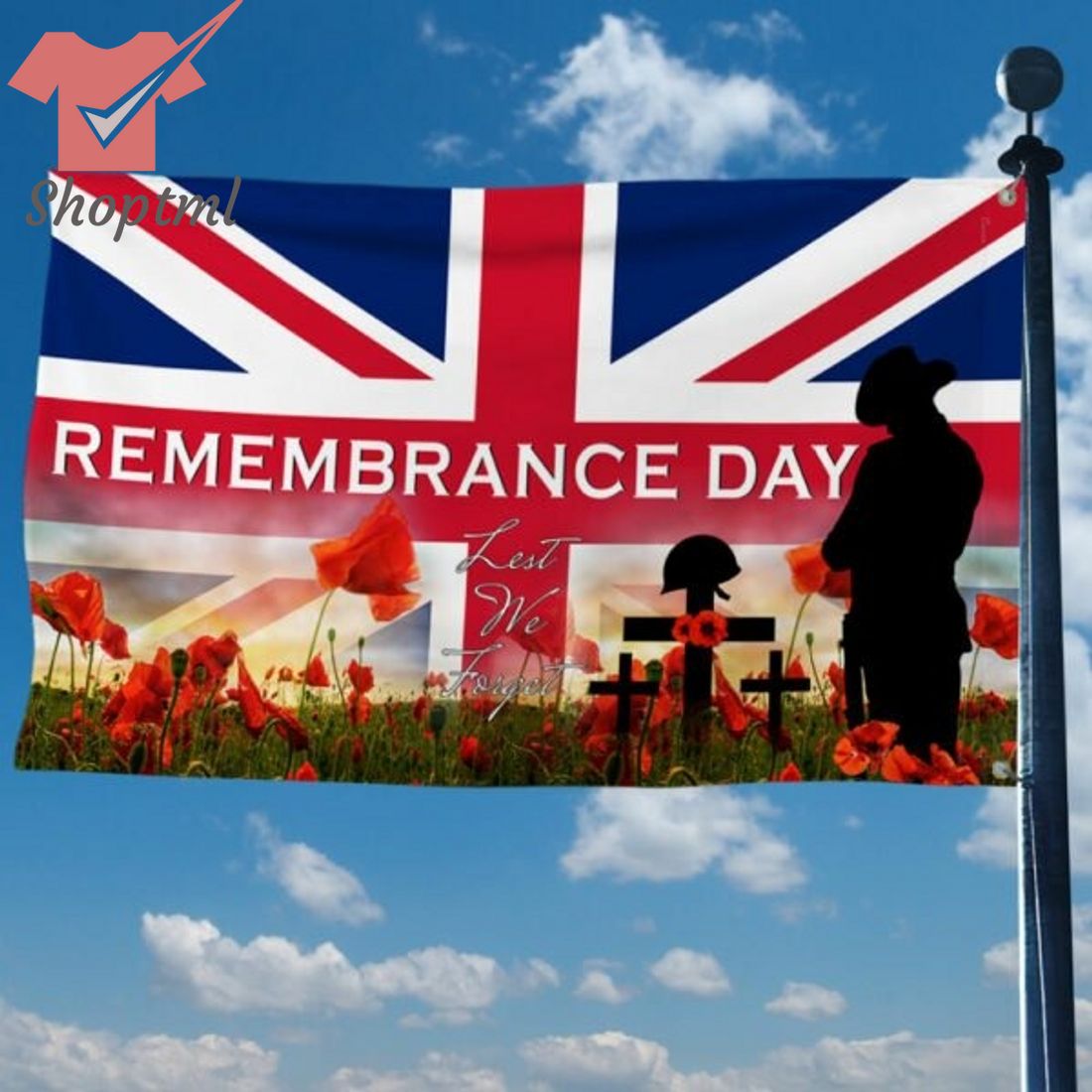 Remembrance Day Union Jack Lest We Forget Grommet Flag