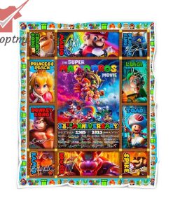The Super Mario Bros movies 38th anniversary fleece blanket