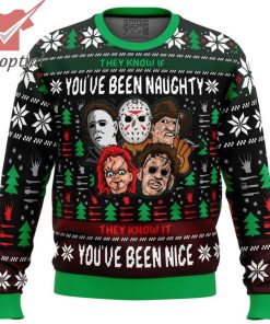 They Know If You’ve Been Naughty Horror Character Ugly Christmas Sweater