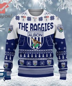 West Bromwich Albion FC EFL Logo Snowflakes Custom Name Ugly Sweater Christmas