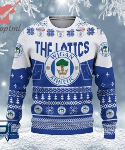 Wigan Athletic EFL Logo Snowflakes Custom Name Ugly Sweater Christmas
