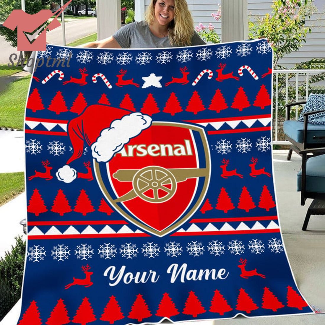 Arsenal Personalized EPL Christmas Fleece Blanket