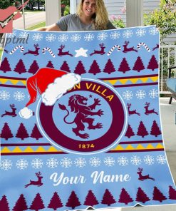 Aston Villa Personalized EPL Christmas Fleece Blanket
