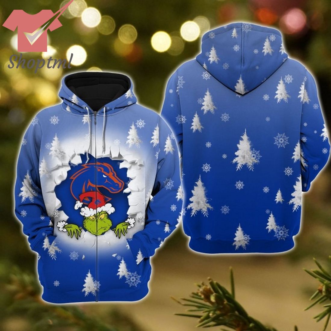 Boise State Broncos Grinch Christmas Sweatshirt Hoodie