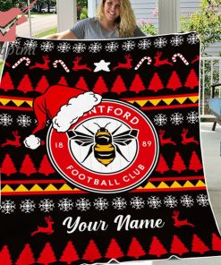 Brentford Personalized EPL Christmas Fleece Blanket