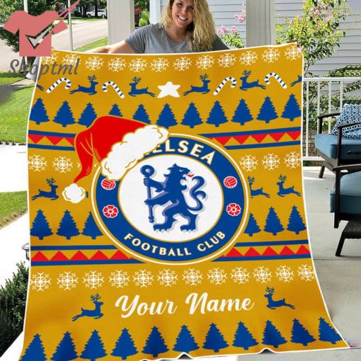 Chelsea Personalized EPL Christmas Fleece Blanket