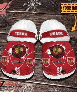 Chicago Blackhawks NHL Custom Name Fleece Crocs