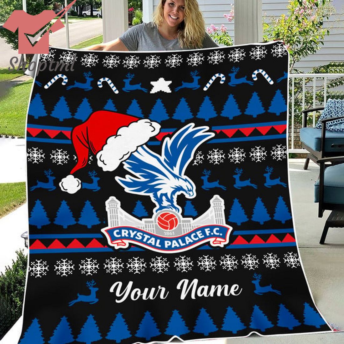 Crystal Palace Personalized EPL Christmas Fleece Blanket