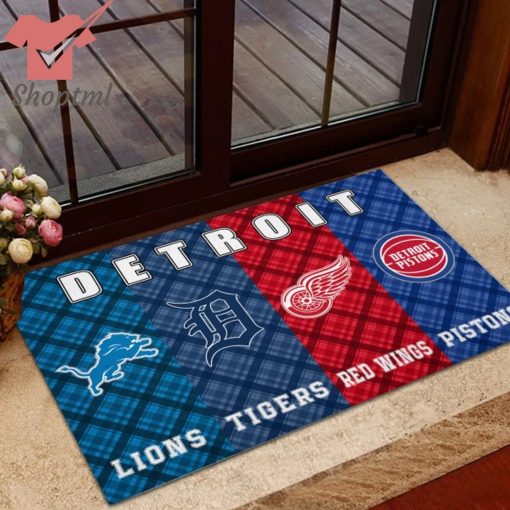 Detroit Lions Tigers Red Wings Pistons Sports Team Doormat