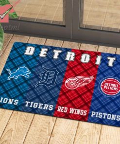 Detroit Lions Tigers Red Wings Pistons Sports Team Doormat